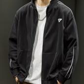 秋季 男士 宽松休闲夹克潮牌拼接秋冬加绒卫衣外套 潮牌立领开衫 美式