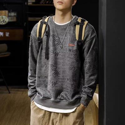 胖子卫衣涂鸦套头衫
