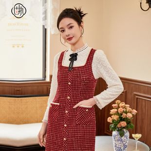 固执春季新款小香风方领无袖小个子背带连衣裙20934LQ08495