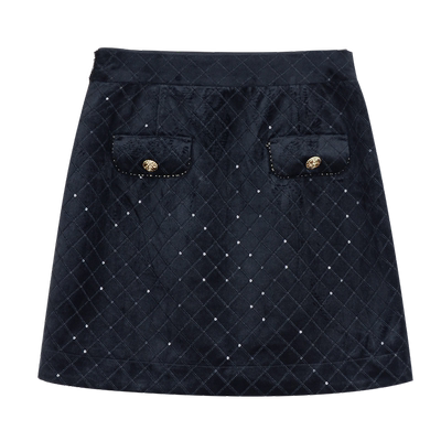 固执冬季新款复古高腰显瘦亮片a字裙短款半身裙00034BQ08700