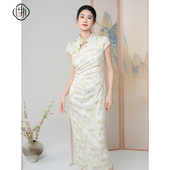 显瘦短袖 固执夏季 复古盘扣印花日常修身 新中式 改良旗袍 新款