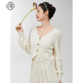 固执春季 10841MY08928 短毛衣针织开衫 新款 学院风v领镂空长袖