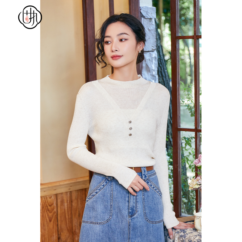 学院风百搭圆领长袖  套头针织衫毛衣女装