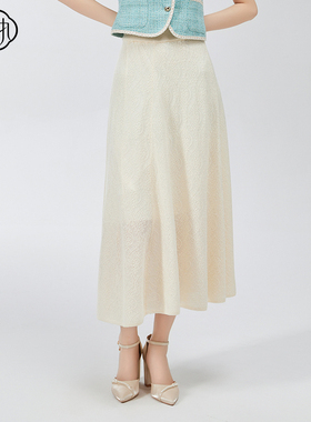 固执春季新款复古气质提花高腰长款针织半身裙80141BQ08910