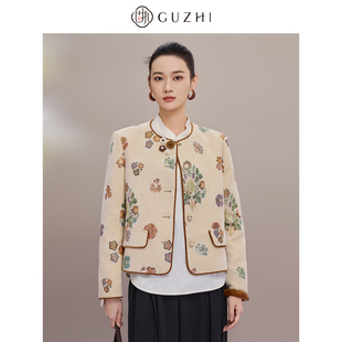 气质圆领雪尼尔提花正肩短款 新中式 小个子外套 新款 固执2026春季