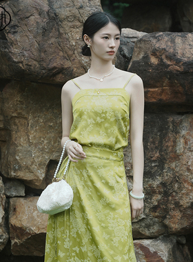 固执夏季新款复古中式提花短款内搭小吊带背心43542DD09470