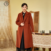 固执冬季 新款 复古大翻领双面毛呢羊毛大衣外套97234MT08705