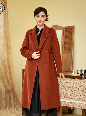 固执冬季新款复古大翻领双面毛呢羊毛大衣外套97234MT08705