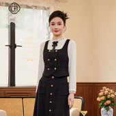 固执秋季 马夹00033MJ08300 双排扣外搭短款 新款 学院风方领无袖