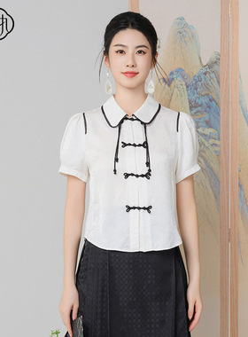 固执《书香》夏季新款新中式提花流苏短袖衬衫10842SY09000