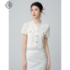 蕾丝衫 气质香风圆领荷叶边短袖 上衣80142SY08982 新款 固执夏季