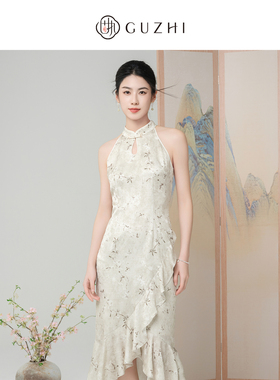 固执《清园游》夏季新款中式无袖荷叶边改良旗袍80142QP09121