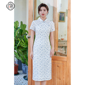 新款 中长款 中式 修身 旗袍裙32432QP08053 蕾丝碎花短袖 固执夏季