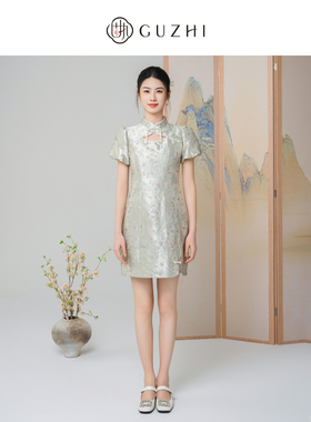 固执夏季新款新中式提花泡泡短袖小个子改良旗袍40042QP09164