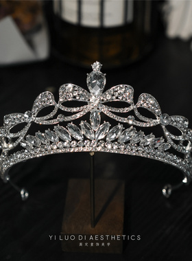 原创轻奢水晶儿童公主皇冠头饰女孩王冠生日发饰女童舞台表演头冠