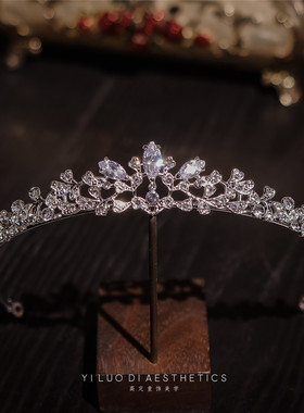 小香风婚礼女童小王冠发箍生日发饰主持演出头箍时尚金色皇冠头饰