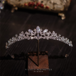 小香风婚礼女童小王冠发箍生日发饰主持演出头箍时尚 金色皇冠头饰