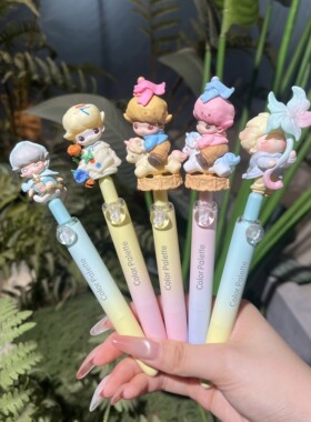 高颜值萌粒笔DIMOO潮玩改娃可爱创意中性笔卡通造型送朋友礼物