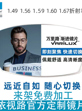 依视路镜片万里路睿视A360渐进片钻晶A4防蓝光智能变焦老花眼镜