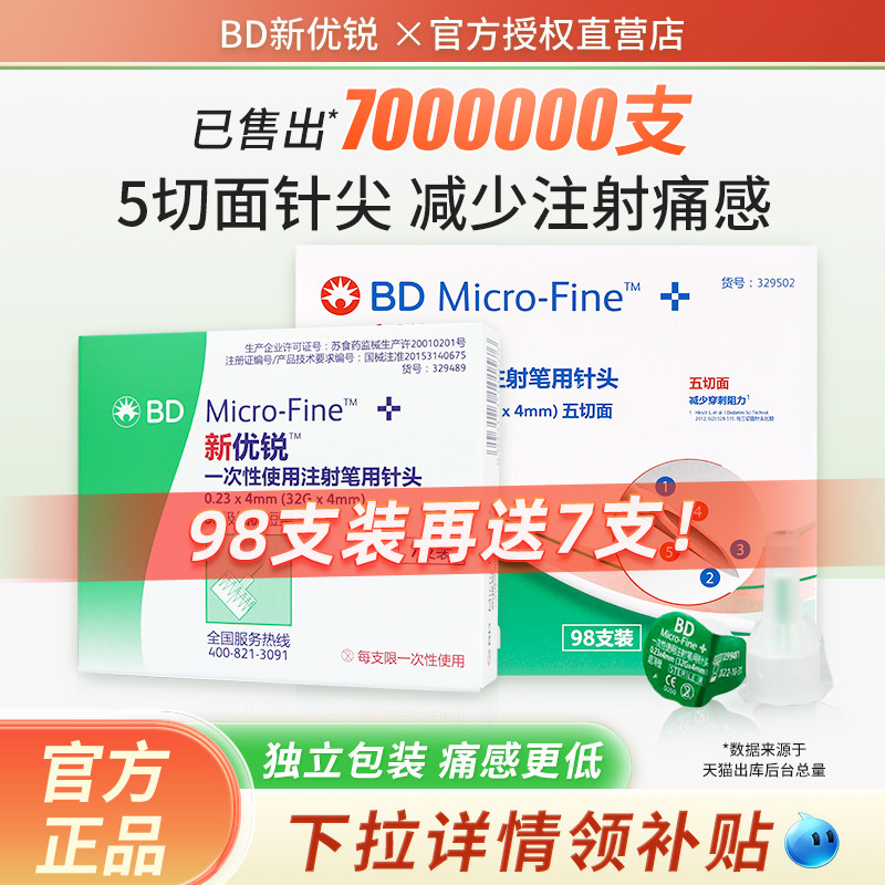 bd新优锐胰岛素针头4mm替尔泊肽针头糖尿病司美格鲁肽注射笔通用