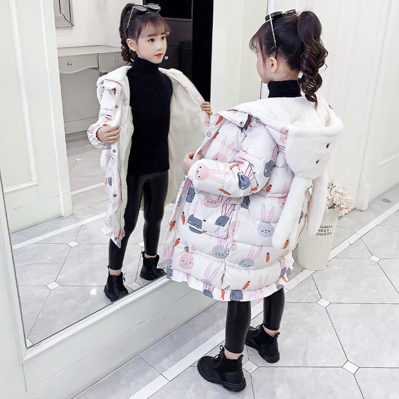 女童冬装棉衣2020新款童装洋气中长款加厚棉袄外套小女孩羽绒棉服