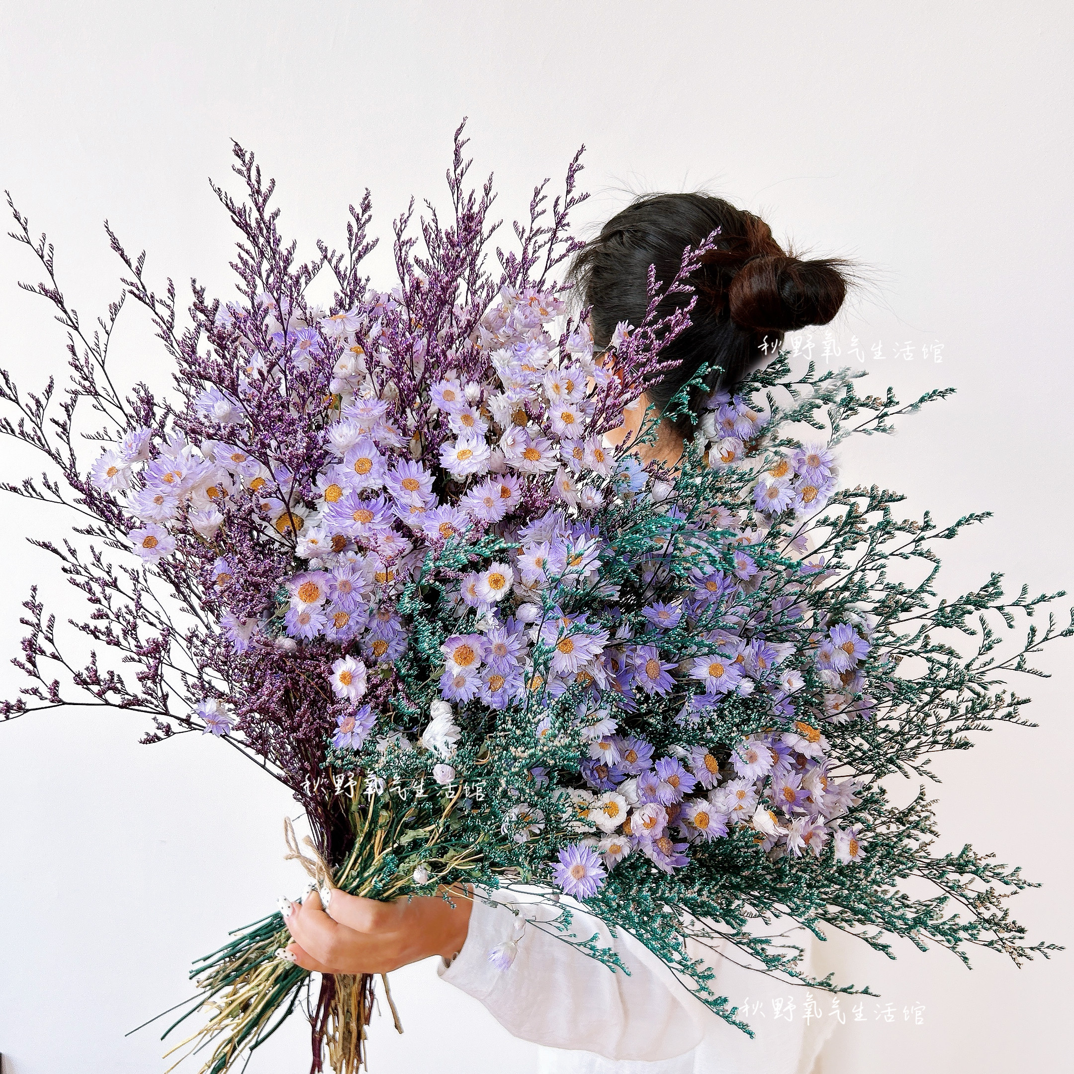 小雏菊天然真花鲁丹鸟情人草干花花束梦幻彩色家居插花装饰摆件