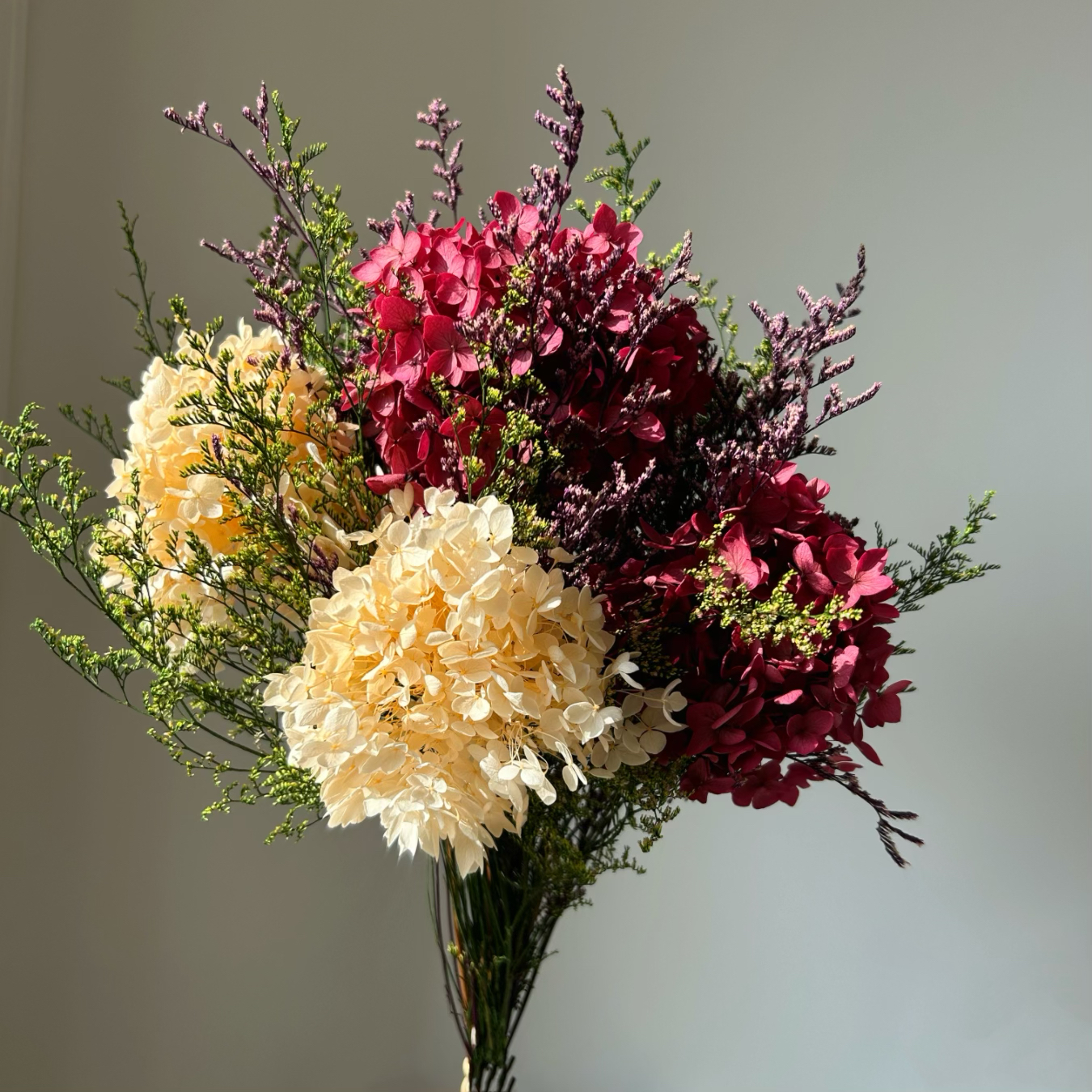 真花绣球干花插花摆件