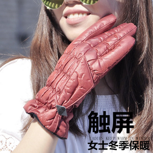 滑雪棉手套加绒加厚户外骑开车羽绒棉手套女士防寒保暖触摸屏手套