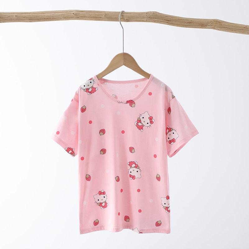 女童睡衣纯棉夏季薄款短袖上衣