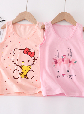 文波女童背心纯棉薄款儿童打底衫无袖上衣女孩睡衣100%棉春秋夏季