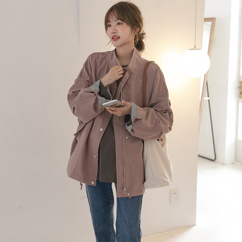 임산부 가을 코트 한국식 패셔너블 엄마 짧은 윈드 브레이커 캐주얼 대형 트렌디 엄마 패셔너블 가을 겨울 탑