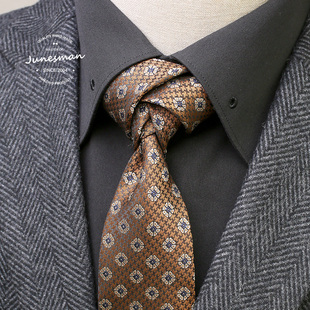 免手打！六月男人 商务正装仿真丝领带男士埃尔德雷奇结 藻井金