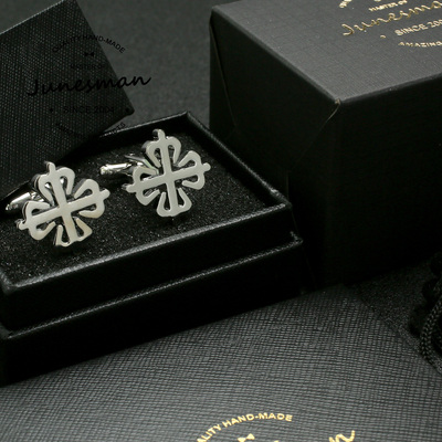 菱花！篙级商务镀白金法式袖扣