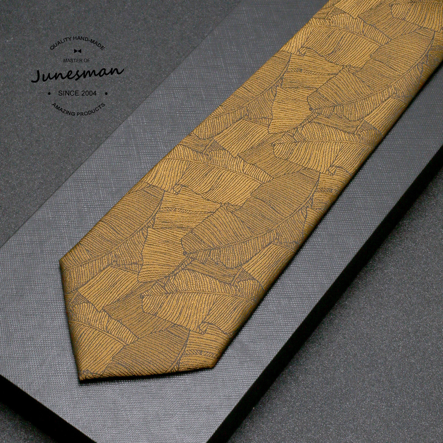 蕉叶姜黄！六月男人 手工制 商务正装仿真丝手打领带 礼盒