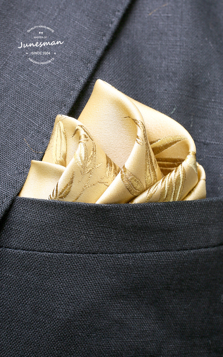 香槟竹！六月男人 手工制 篙级商务西装口袋巾男士小方巾 礼盒装