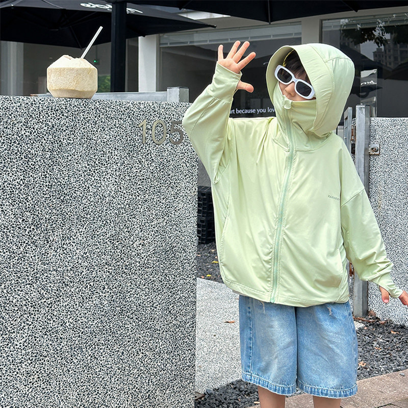 男童防晒衣夏季2024新款薄款UPF50+凉感冰丝网眼儿童连帽户外男宝