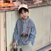 儿童条纹衬衣帅气男孩春装 男童衬衫 童装 春季 纯棉上衣外套 2026新款