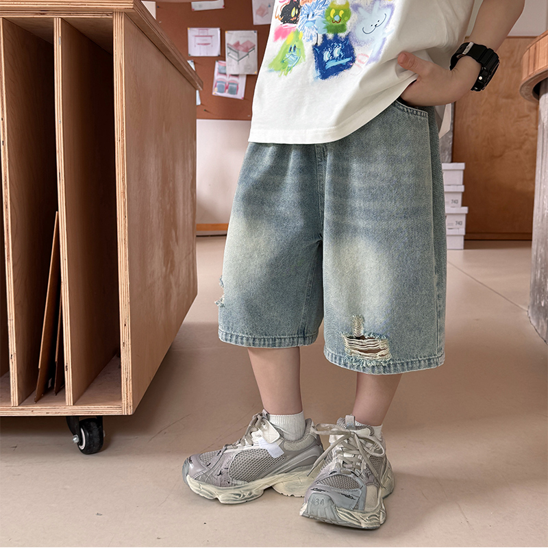 男童夏季破洞牛仔短裤痞帅潮酷