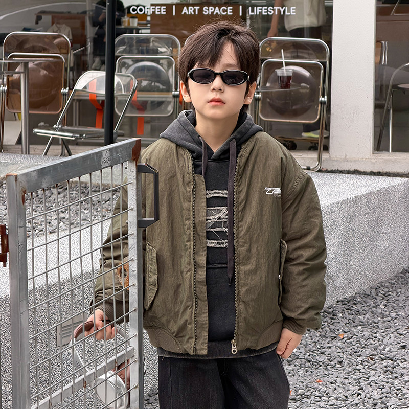 男童棉服2025冬季新款儿童加厚抗风保暖港风夹克夹棉复古外套洋气