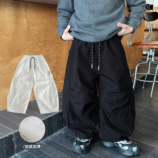 男童加绒裤子2025冬季新款儿童加厚保暖帅气工装裤男宝冬装休闲裤