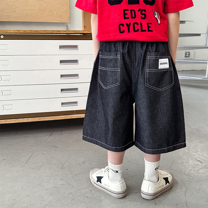 男童牛仔短裤2026夏季新款儿童百搭后口袋贴标五分裤男宝夏装洋气