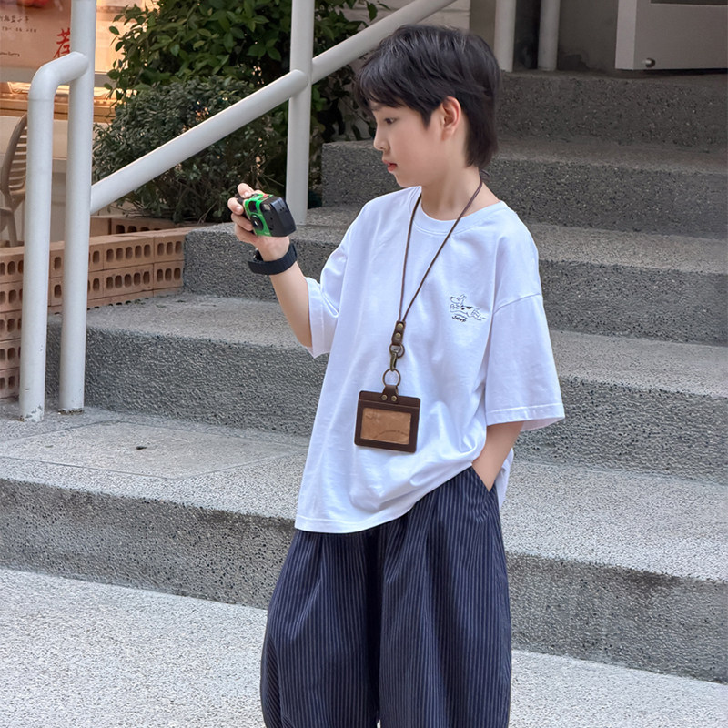男童短袖T恤2026夏季新款儿童字母印花t纯棉透气百搭男宝夏装洋气