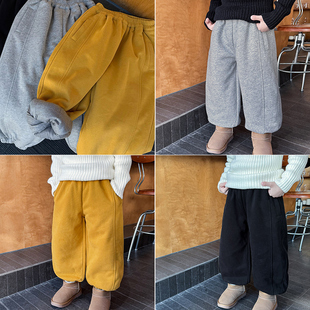 纯色百男宝冬装 男童卫裤 儿童加厚保暖夹棉过冬休闲裤 新款 2025冬季