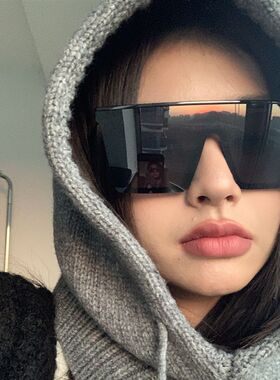 超大框网红方框太阳镜男女连体墨镜瘦脸眼镜黑装酷防晒护目骑行镜