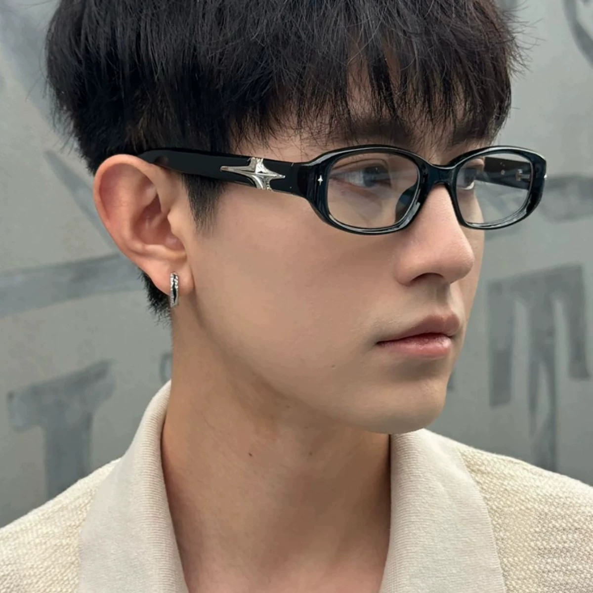 韩国斯文帅气复古潮星星眼镜框窄框显瘦眼镜框架男女防蓝光平光镜