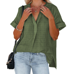 summer women's blouse v neck casual chiffon ladies tops衬衣