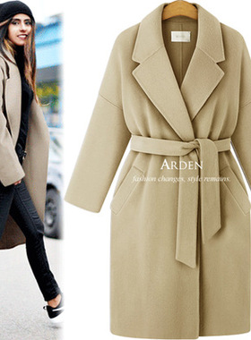autumn Ladies Long Jacket Warm Coat Women's 女毛呢大风衣外套