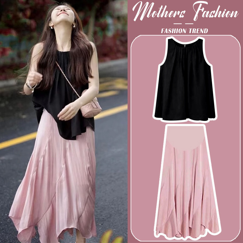 孕妇连衣裙夏季2026新款黑色圆领无袖上衣半身裙休闲宽松两件套女,孕妇装/孕产妇用品/营养,连衣裙,淘宝优惠券,粉丝福利购,淘宝优惠卷