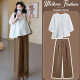 夏季 不显怀V领白色甜美上衣裤 薄款 韩版 子两件套 2026新款 孕妇套装