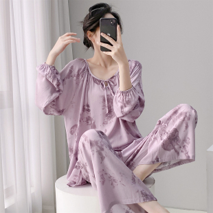 长袖 新中式 两件套甜美气质可外穿家居服 睡衣女春秋夏季 高级感夏季